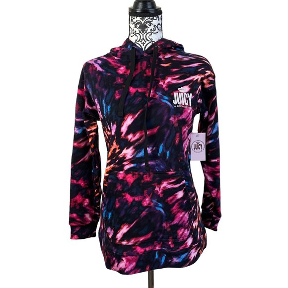 Juicy Couture | Women's Black Tie Dye French Terry Long Sleeve Hoodie XS - Picture 4 of 9
